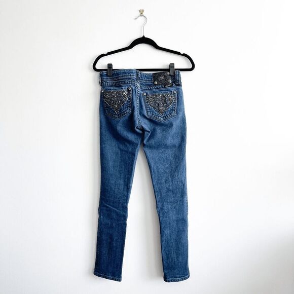 Miss Me Womens Rhinestone Embroidery JPW5123SK Skinny Jeans Size 28 - Picture 4 of 12